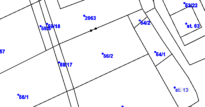 Parcela st. 56/2 v KÚ Zábrdovice u Vedrovic, Katastrální mapa