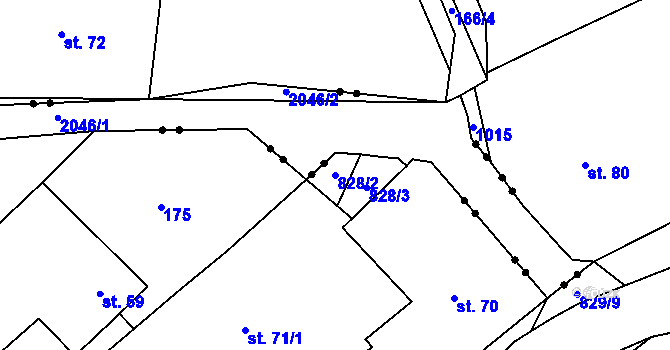 Parcela st. 828/2 v KÚ Zábrdovice u Vedrovic, Katastrální mapa