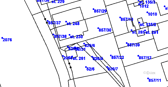 Parcela st. 826/6 v KÚ Zábrdovice u Vedrovic, Katastrální mapa
