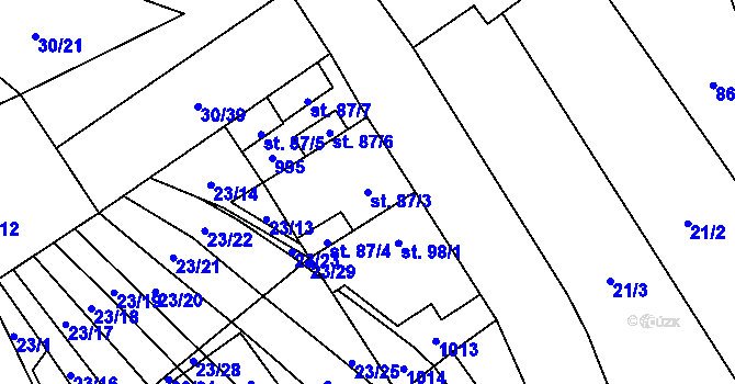 Parcela st. 87/3 v KÚ Zábrdovice u Vedrovic, Katastrální mapa