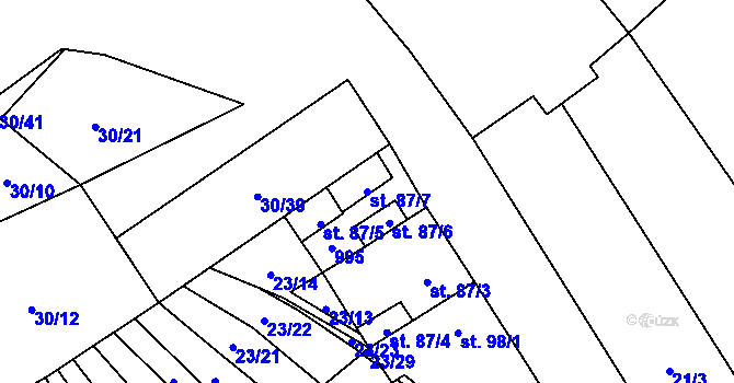 Parcela st. 87/7 v KÚ Zábrdovice u Vedrovic, Katastrální mapa