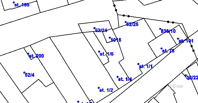 Parcela st. 1/6 v KÚ Zábrdovice u Vedrovic, Katastrální mapa