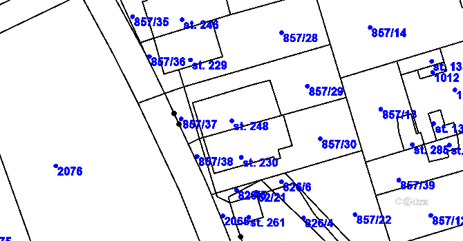 Parcela st. 248 v KÚ Zábrdovice u Vedrovic, Katastrální mapa