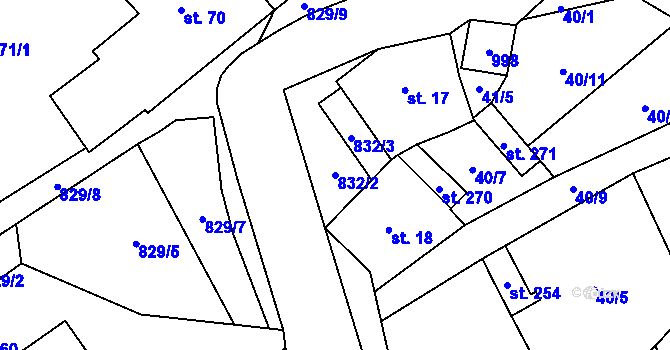 Parcela st. 832/2 v KÚ Zábrdovice u Vedrovic, Katastrální mapa