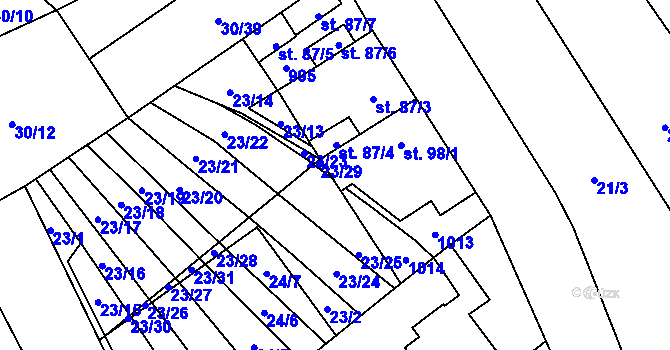Parcela st. 98/3 v KÚ Zábrdovice u Vedrovic, Katastrální mapa
