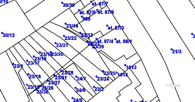 Parcela st. 98/4 v KÚ Zábrdovice u Vedrovic, Katastrální mapa