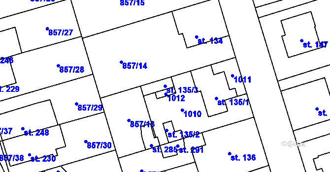 Parcela st. 135/3 v KÚ Zábrdovice u Vedrovic, Katastrální mapa