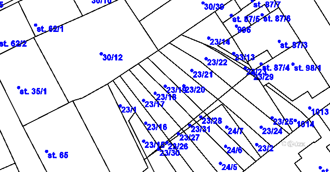 Parcela st. 23/19 v KÚ Zábrdovice u Vedrovic, Katastrální mapa