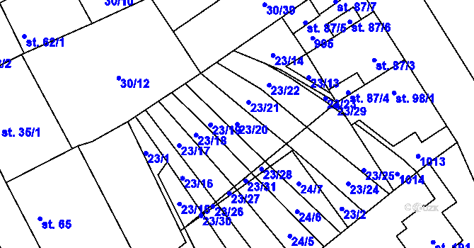 Parcela st. 23/20 v KÚ Zábrdovice u Vedrovic, Katastrální mapa