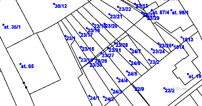 Parcela st. 23/27 v KÚ Zábrdovice u Vedrovic, Katastrální mapa