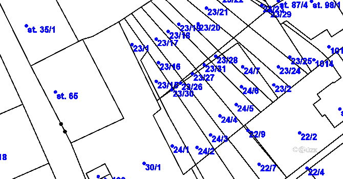 Parcela st. 23/30 v KÚ Zábrdovice u Vedrovic, Katastrální mapa