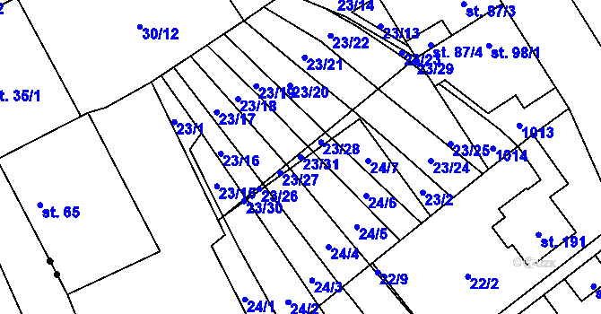 Parcela st. 23/31 v KÚ Zábrdovice u Vedrovic, Katastrální mapa