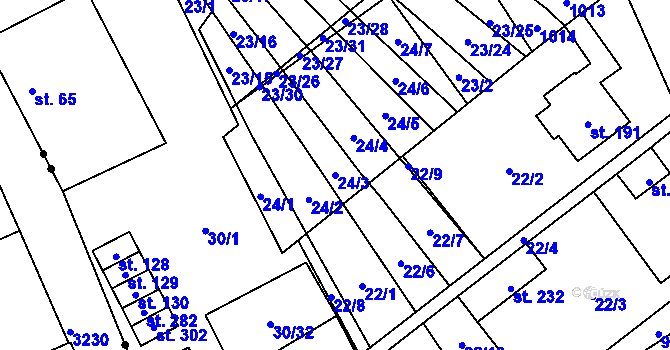 Parcela st. 24/3 v KÚ Zábrdovice u Vedrovic, Katastrální mapa