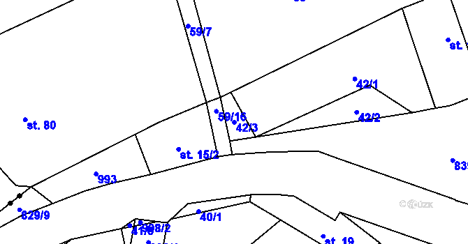 Parcela st. 42/3 v KÚ Zábrdovice u Vedrovic, Katastrální mapa