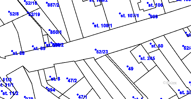 Parcela st. 52/23 v KÚ Zábrdovice u Vedrovic, Katastrální mapa
