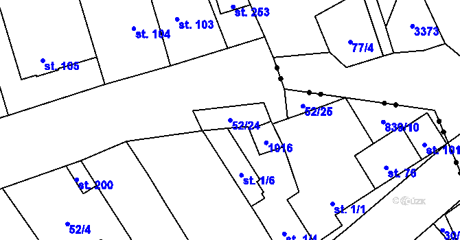 Parcela st. 52/24 v KÚ Zábrdovice u Vedrovic, Katastrální mapa