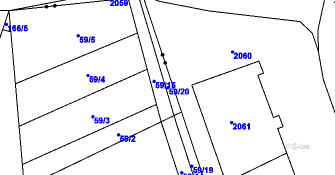 Parcela st. 59/20 v KÚ Zábrdovice u Vedrovic, Katastrální mapa