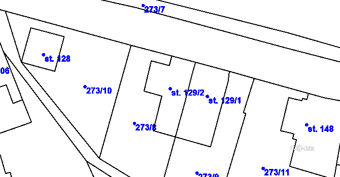 Parcela st. 129/2 v KÚ Nové Petrovice, Katastrální mapa