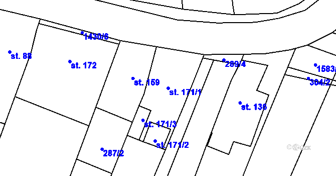 Parcela st. 171/1 v KÚ Nové Petrovice, Katastrální mapa