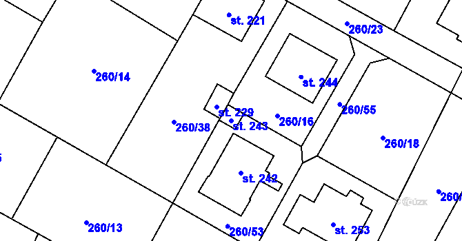 Parcela st. 243 v KÚ Nové Petrovice, Katastrální mapa