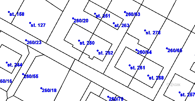 Parcela st. 252 v KÚ Nové Petrovice, Katastrální mapa