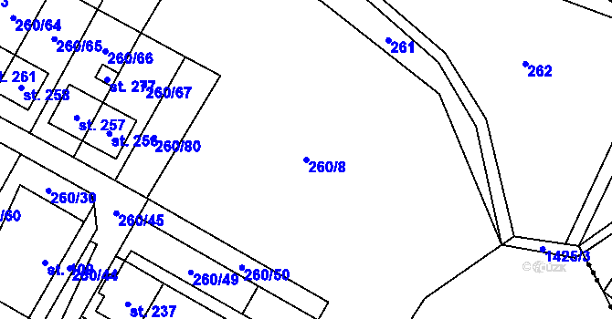 Parcela st. 260/8 v KÚ Nové Petrovice, Katastrální mapa