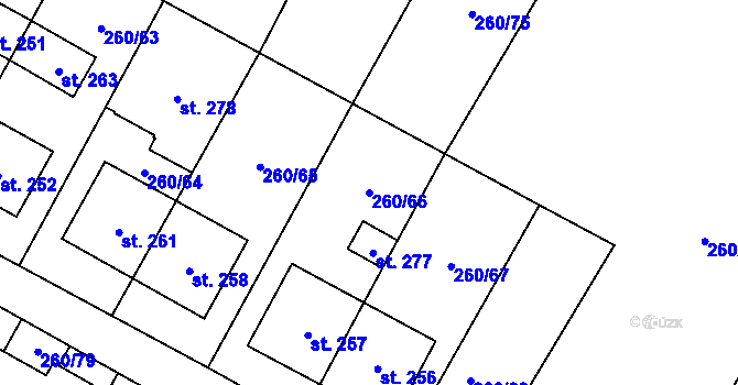 Parcela st. 260/66 v KÚ Nové Petrovice, Katastrální mapa