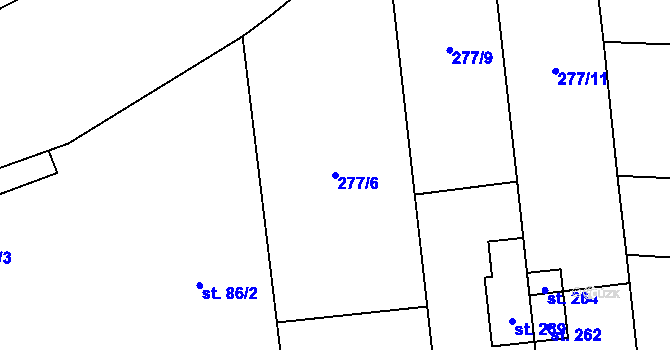 Parcela st. 277/6 v KÚ Nové Petrovice, Katastrální mapa