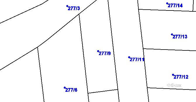 Parcela st. 277/9 v KÚ Nové Petrovice, Katastrální mapa