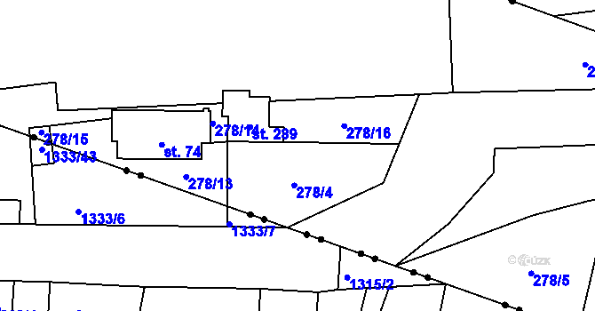 Parcela st. 278/4 v KÚ Nové Petrovice, Katastrální mapa