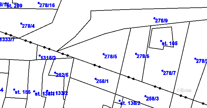 Parcela st. 278/5 v KÚ Nové Petrovice, Katastrální mapa