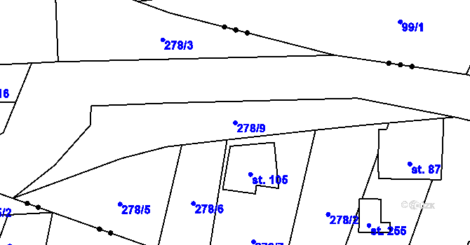 Parcela st. 278/9 v KÚ Nové Petrovice, Katastrální mapa