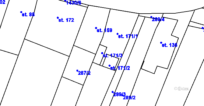 Parcela st. 171/3 v KÚ Nové Petrovice, Katastrální mapa