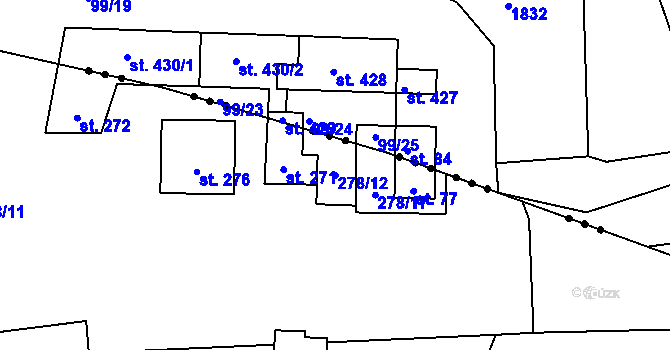 Parcela st. 278/12 v KÚ Nové Petrovice, Katastrální mapa