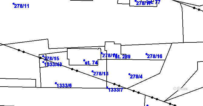 Parcela st. 278/14 v KÚ Nové Petrovice, Katastrální mapa