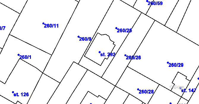 Parcela st. 292 v KÚ Nové Petrovice, Katastrální mapa
