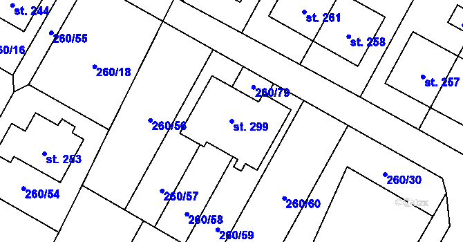 Parcela st. 299 v KÚ Nové Petrovice, Katastrální mapa