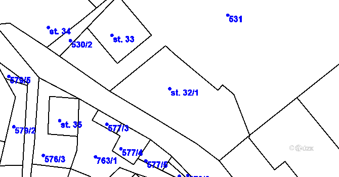 Parcela st. 32/1 v KÚ Dolní Vysoké II, Katastrální mapa