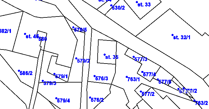 Parcela st. 35 v KÚ Dolní Vysoké II, Katastrální mapa