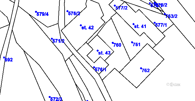 Parcela st. 43 v KÚ Dolní Vysoké II, Katastrální mapa
