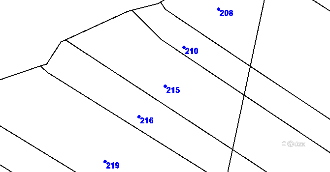 Parcela st. 215 v KÚ Ječmeniště, Katastrální mapa