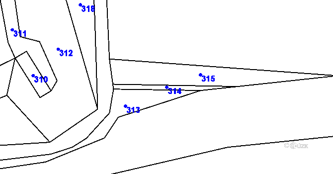 Parcela st. 314 v KÚ Ječmeniště, Katastrální mapa
