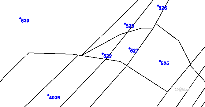 Parcela st. 529 v KÚ Ječmeniště, Katastrální mapa