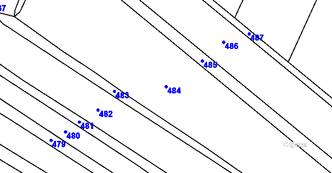 Parcela st. 484 v KÚ Ječmeniště, Katastrální mapa
