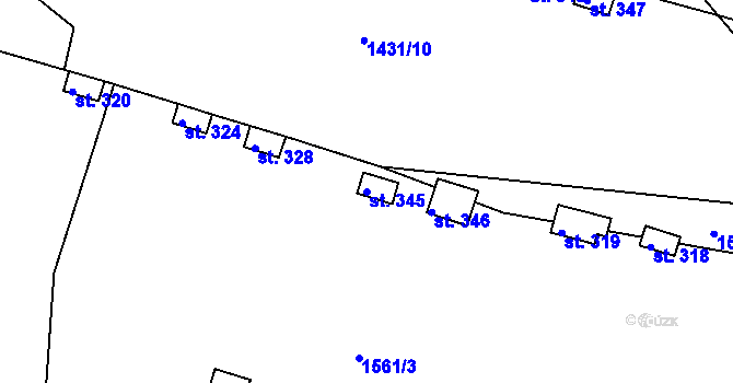 Parcela st. 345 v KÚ Štětí II, Katastrální mapa