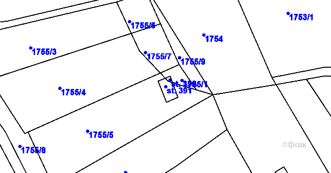 Parcela st. 391 v KÚ Štětí II, Katastrální mapa