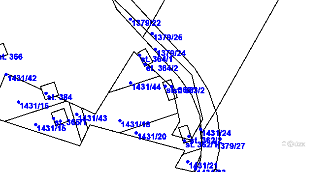 Parcela st. 363/1 v KÚ Štětí II, Katastrální mapa