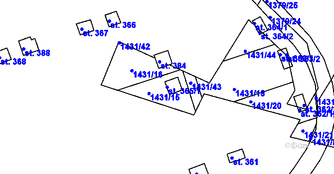 Parcela st. 365/1 v KÚ Štětí II, Katastrální mapa