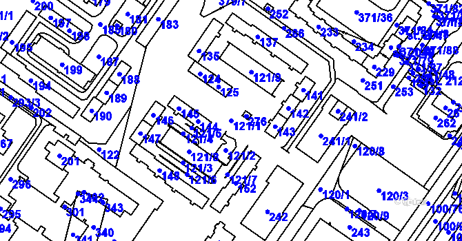Parcela st. 121/1 v KÚ Dubina u Ostravy, Katastrální mapa