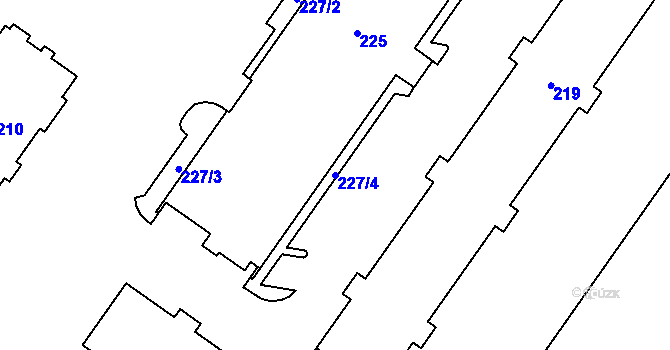 Parcela st. 227/4 v KÚ Dubina u Ostravy, Katastrální mapa